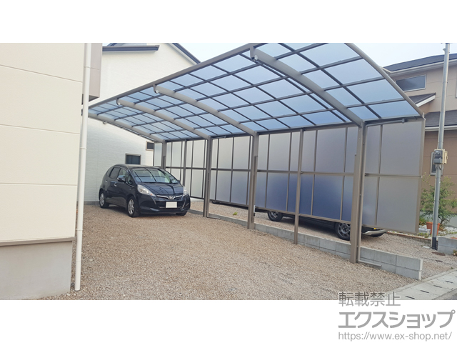 兵庫県姫路市ののカーポート ネスカR (ラウンドスタイル) 縦連棟 積雪〜20cm対応 施工例