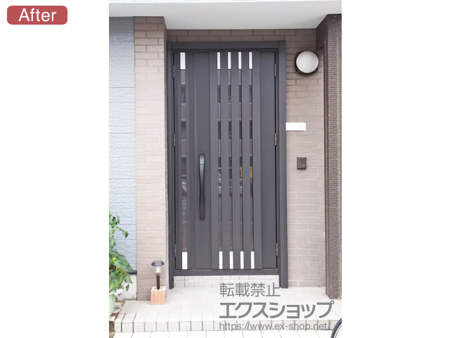 千葉県松戸市のLIXIL リクシル（トステム）の玄関ドア リシェントII 断熱K4仕様 親子R仕様(ランマ無) F14型 ※タッチキー(キー付リモコン) 施工例