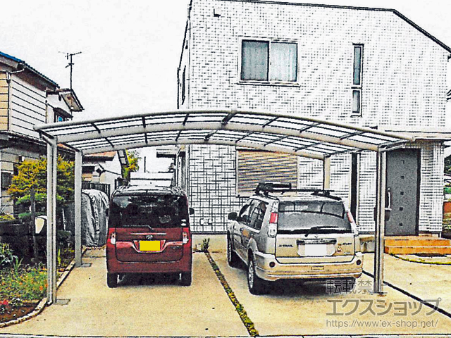 神奈川県横浜市ののカーポート ネスカR (ラウンドスタイル) ワイド 積雪〜20cm対応 施工例