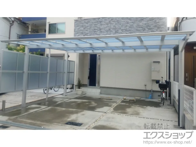 大阪府大阪市のLIXIL(リクシル)のカーポート ネスカF (フラットスタイル) ワイド 積雪〜20cm対応 施工例