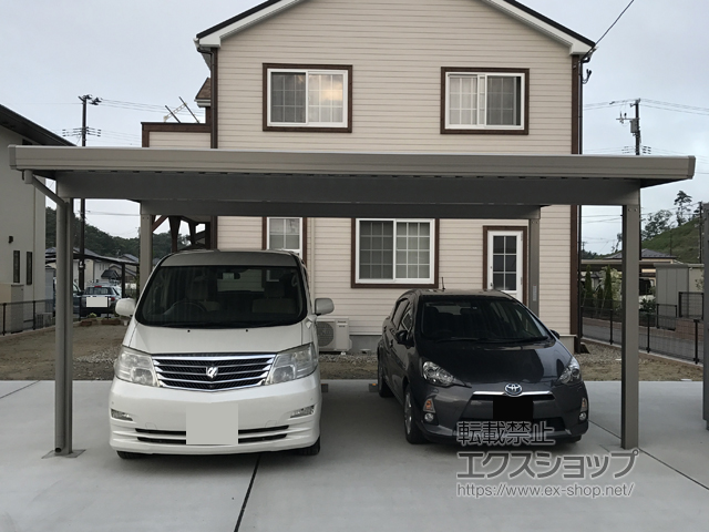 宮城県東松島市のLIXIL リクシル（トステム）のカーポート テリオスポートIII 1500 2台用 角柱4本仕様 積雪〜50cm対応 施工例