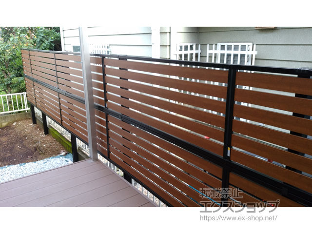 埼玉県所沢市ののフェンス・柵 モクアルフェンス 横板タイプ 2段支柱 施工例
