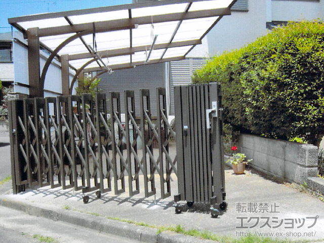 茨城県牛久市ののカーゲート アルシャインII M型 Aタイプ ノンレール 片開き親子 (150+270)SP 施工例