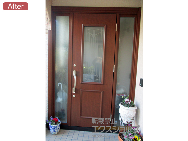 福岡県北九州市のの玄関ドア ノバリス玄関ドア C81型 断熱K4仕様 ランマ無 両袖FIX 片開きドア 施工例