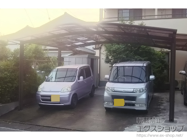 静岡県富士市ののカーポート ネスカR (ラウンドスタイル) ワイド 積雪〜20cm対応＋ネスカR 物干しセット 標準2本入り×1セット 施工例