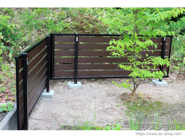 北海道札幌市ののフェンス・柵 モクアルフェンス 横板タイプ 自由柱施工 施工例