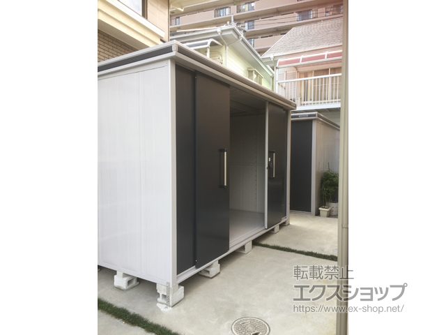 埼玉県越谷市のの物置・屋外倉庫 エルモ 一般型 3620×1870×2358 LMD-3618H-SM 施工例