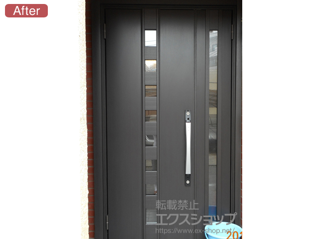 東京都台東区のLIXIL リクシル（トステム）の玄関ドア リシェントII 断熱K4仕様 親子仕様(ランマ無)L F16型 施工例