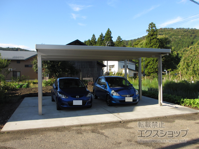 秋田県横手市ののカーポート ジーポートneo 2台用 角柱6本仕様 積雪〜150cm対応 施工例