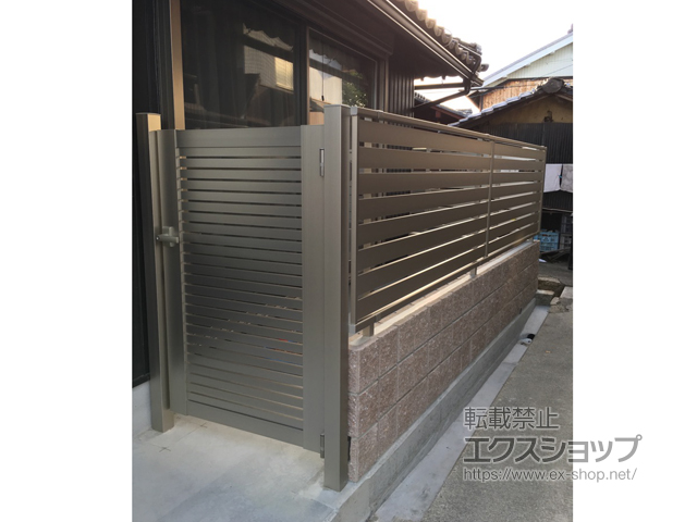 滋賀県愛知郡愛荘町ののフェンス・柵 シンプレオフェンスSY1型 横スリット 自由柱施工 施工例