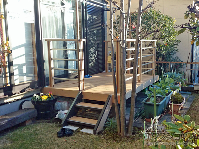 神奈川県海老名市ののウッドデッキ 樹ら楽ステージ 施工例