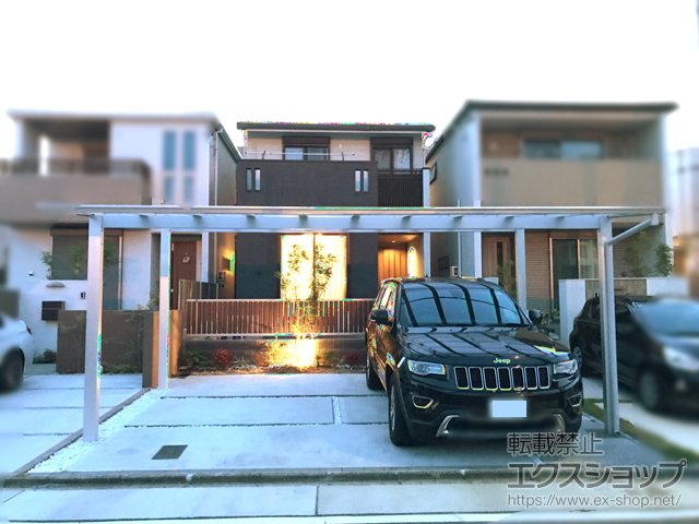 愛知県名古屋市ののカーポート ネスカF (フラットスタイル) ワイド 積雪〜20cm対応 施工例