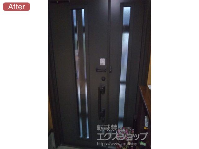 北海道北広島市のLIXIL リクシル（トステム）の玄関ドア リシェントII 断熱K2仕様 親子仕様(ランマ無)R F14型 施工例