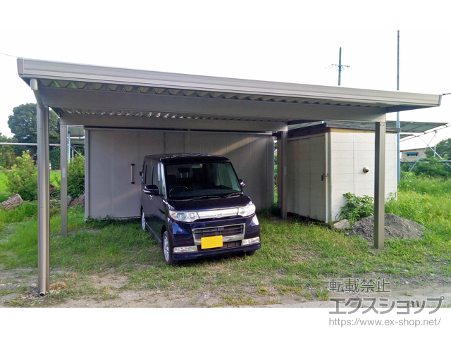 静岡県焼津市のLIXIL リクシル（トステム）のカーポート テリオスポートIII 1500 2台用 角柱4本仕様 積雪〜50cm対応 施工例