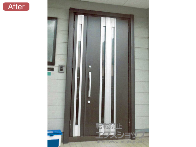 新潟県新潟市のLIXIL リクシル（トステム）の玄関ドア リシェントII 断熱K4仕様 親子仕様(ランマ無)R E61型 施工例