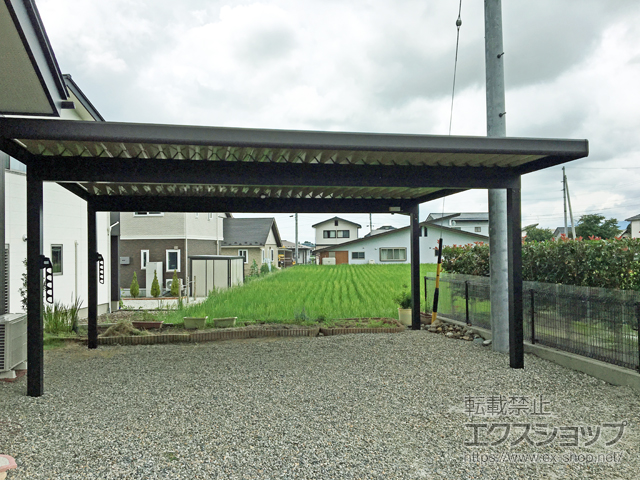 長野県大町市ののカーポート ジーポートneo Aタイプ 2台用 角柱4本仕様 積雪〜100cm対応 施工例