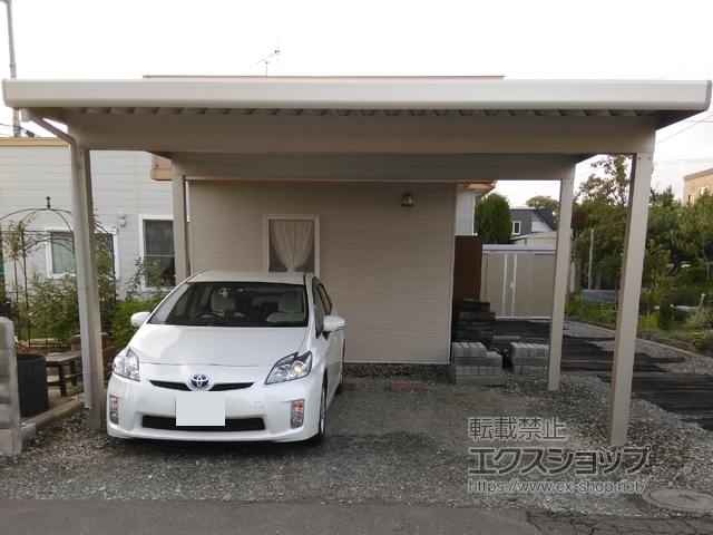 北海道千歳市ののカーポート ジーポートneo Aタイプ 2台用 角柱4本仕様 積雪〜100cm対応 施工例