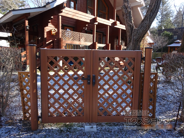 長野県北佐久郡軽井沢町のの門扉 ステイウッド門扉1型 両開き　支柱A使用 施工例