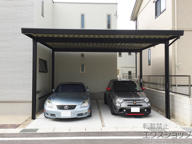 愛知県豊田市のLIXIL リクシル（トステム）のカーポート テリオスポートIII 900 2台用 角柱4本柱 積雪〜30cm対応 施工例