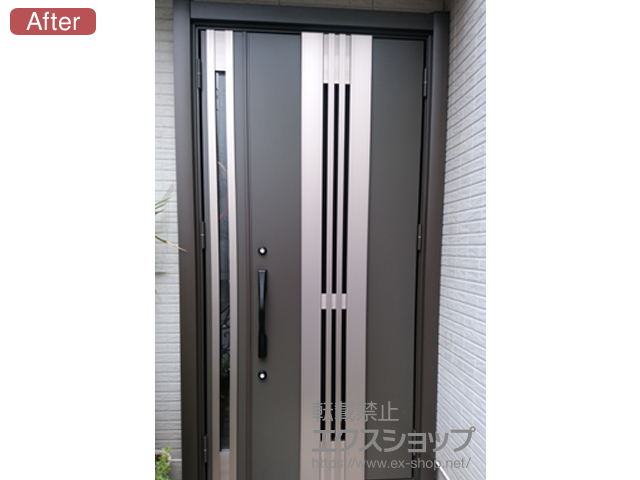 千葉県市川市のLIXIL リクシル（トステム）の玄関ドア リシェントII 断熱K4仕様 親子仕様(ランマ無)R F86型 施工例