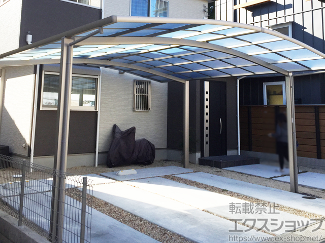 滋賀県大津市ののカーポート ネスカR (ラウンドスタイル) ワイド 積雪〜20cm対応 施工例
