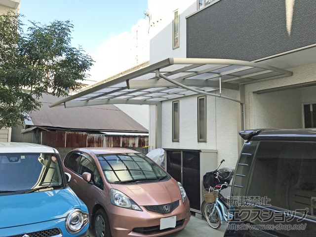 大阪府東大阪市ののカーポート レイナポートREグラン 前下がり 積雪〜20cm対応 施工例