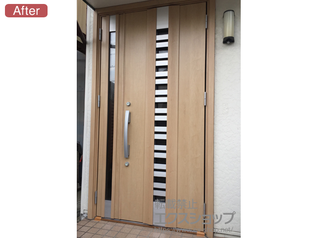 愛知県瀬戸市のLIXIL リクシル（トステム）の玄関ドア リシェントII 断熱K4仕様 親子仕様(ランマ無)R E90型 施工例
