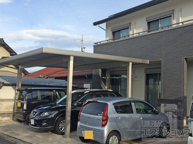 岐阜県大垣市ののカーポート ジーポートneo Aタイプ 2台用 角柱4本仕様 積雪〜100cm対応 施工例