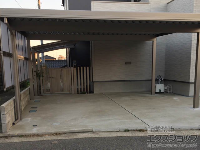 新潟県新潟市のLIXIL リクシル（トステム）のカーポート テリオスポートIII 1500 2台用 角柱4本柱 積雪〜50cm対応 施工例