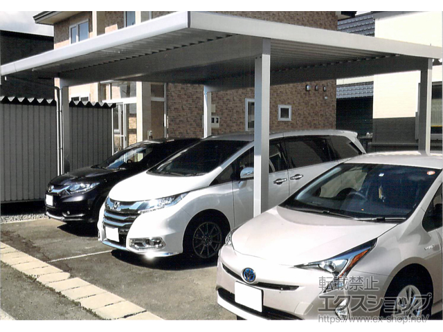北海道富良野市ののカーポート ジーポートneo Aタイプ 2台用 角柱4本仕様 積雪〜100cm対応 施工例