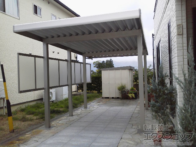 長野県安曇野市ののカーポート ジーポートneo Aタイプ 角柱4本柱 積雪〜100cm対応 施工例