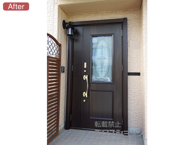 新潟県上越市のLIXIL リクシル（トステム）の玄関ドア リシェントII 断熱K2仕様 親子仕様(ランマ無)R D11型 ※カザスプラス仕様 施工例