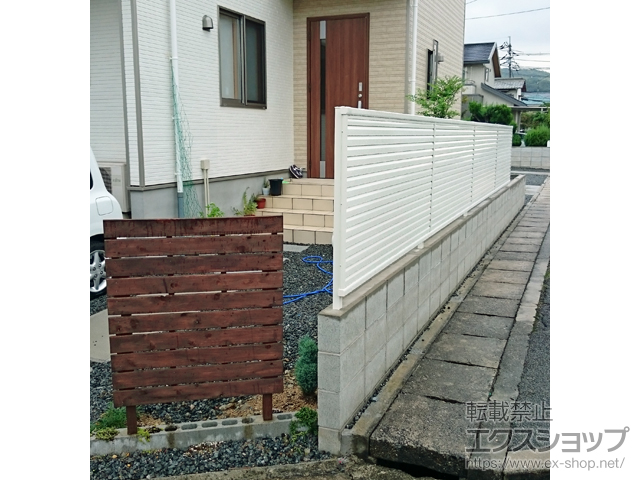 岡山県岡山市ののフェンス・柵 ミエーネフェンス 目隠しルーバータイプ 自由柱施工 施工例