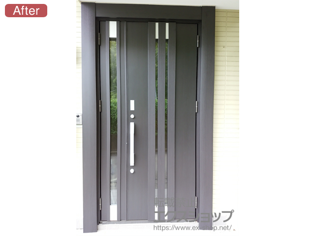 神奈川県横浜市のLIXIL リクシル（トステム）の玄関ドア リシェントII 断熱K4仕様 親子仕様(ランマ無)R F14型 ※カザスプラス仕様 施工例