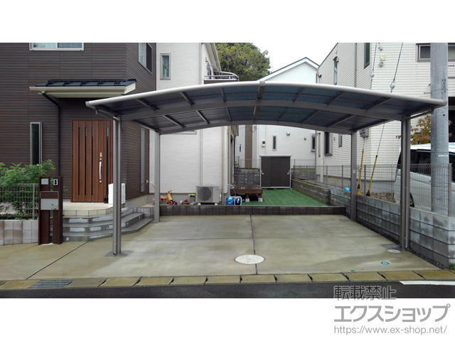千葉県佐倉市ののカーポート ネスカR (ラウンドスタイル) ワイド 積雪〜20cm対応 施工例