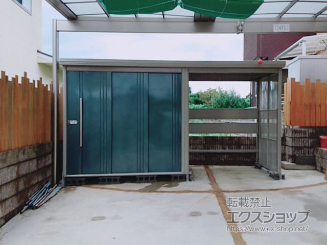 熊本県熊本市のの物置・屋外倉庫 Mr.ストックマン プラスアルファ 一般型 結露減少型 4047×1590×2110（扉側幅2200） TP-Z40R15-J 施工例