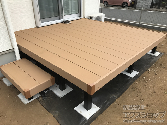 千葉県印西市ののウッドデッキ リウッドデッキ 200＋ 独立式リウッドステップ2型×1セット 施工例