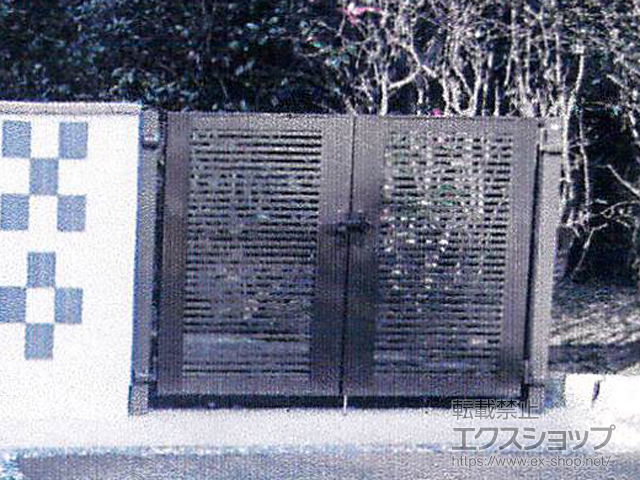 山口県下関市のの門扉 ライシス門扉 1型 細横桟 両開き 柱使用 施工例