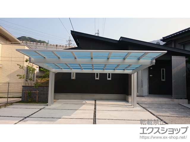 福岡県北九州市ののカーポート エフルージュツインEX 後方支持タイプ 積雪〜20cm対応 施工例