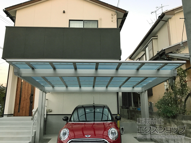 京都府京都市ののカーポート エフルージュツインEX 後方支持タイプ 積雪〜20cm対応 施工例