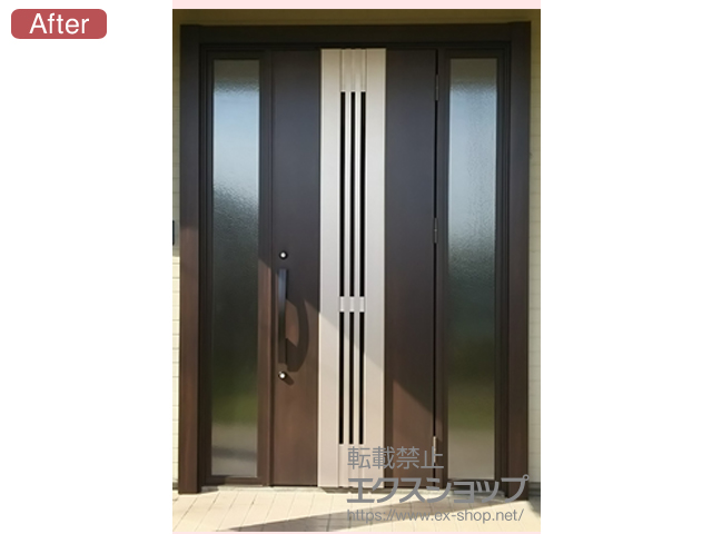 茨城県鹿嶋市のLIXIL リクシル（トステム）の玄関ドア リシェントII 断熱K4仕様 両袖仕様(ランマ無)R F86型 施工例