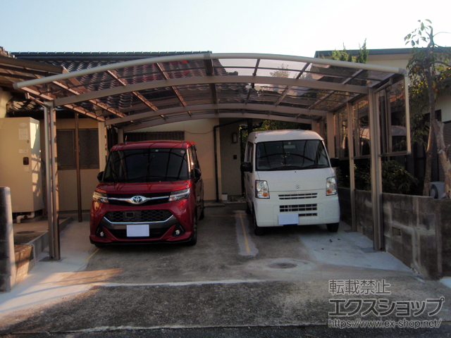 山口県山口市ののカーポート ネスカR (ラウンドスタイル) ワイド 延長 積雪〜20cm対応 施工例