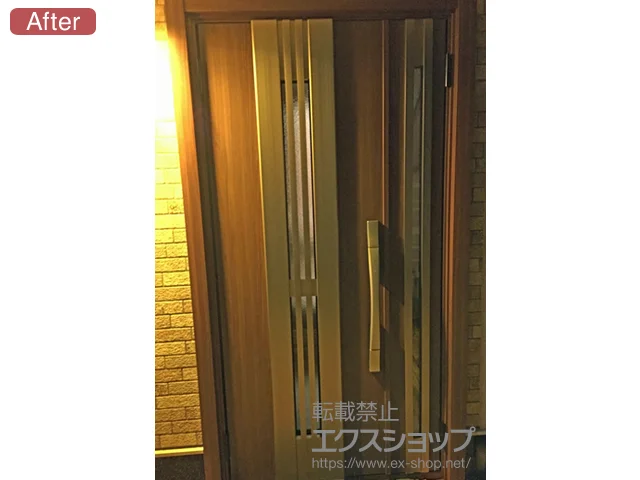 兵庫県神戸市のLIXIL リクシル（トステム）の玄関ドア リシェント 玄関ドア3 断熱K4仕様 親子仕様(ランマ無)L M84型※タッチキー(リモコンタイプ)仕様 施工例
