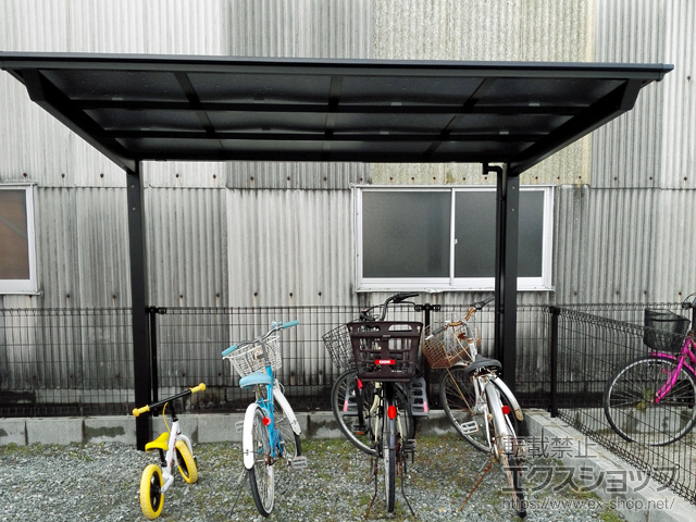 福岡県大川市ののサイクルポート・駐輪場 ネスカFミニ (フラットスタイル) 積雪〜20cm対応 施工例