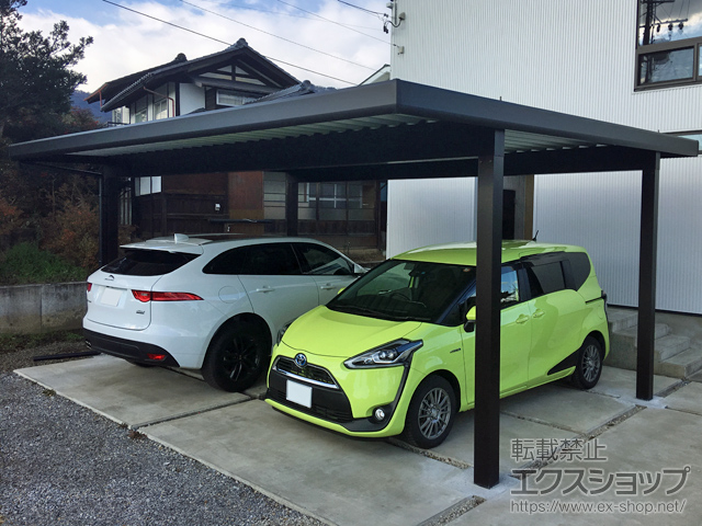 長野県東筑摩郡山形村ののカーポート ジーポートneo Aタイプ 2台用 角柱4本柱 積雪〜100cm対応 施工例