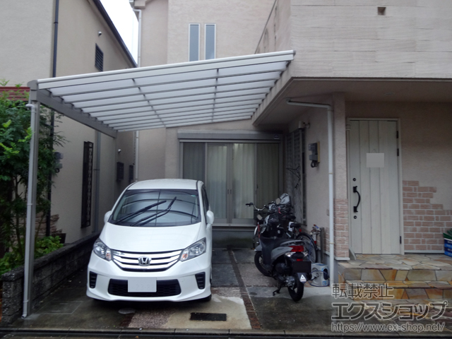 大阪府高槻市ののテラス屋根 ヴェクターテラス F型 ビッグサイズ 単体 積雪〜20cm対応 施工例