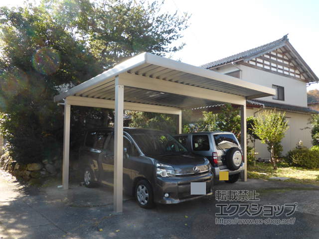 石川県白山市ののカーポート ジーポートneo Aタイプ 2台用 角柱4本柱 積雪〜100cm対応 施工例