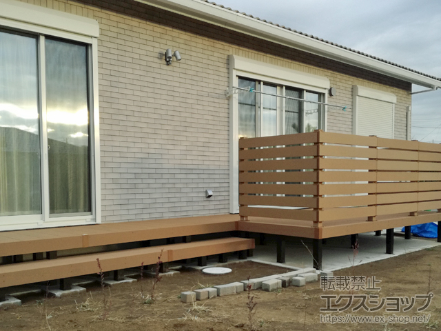 茨城県神栖市ののウッドデッキ リウッドデッキ 200※L字納まり・段床1段 施工例