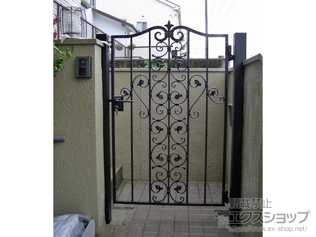 愛知県名古屋市のの門扉 ブルーム門扉 6型 片開き 柱仕様 施工例