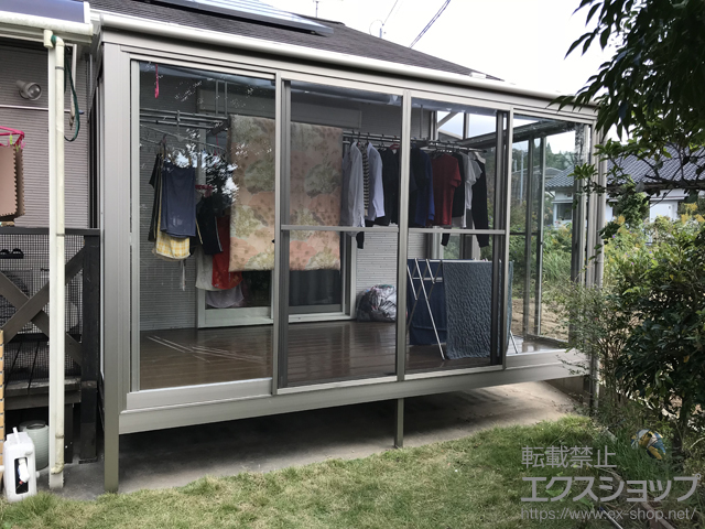 鹿児島県薩摩川内市ののテラス囲い・サンルーム サニージュ F型 床納まり ランマ無 積雪〜20cm対応 施工例